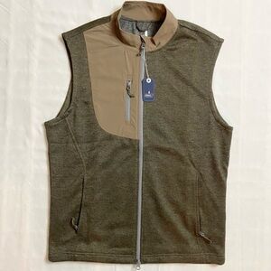 Johnnie-O Glover Performance Fleece Brown Vest Men’s Medium NEW with Tags